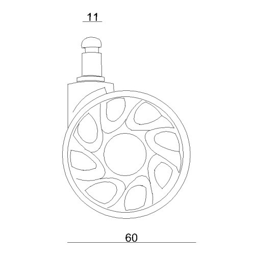 Náhradní kolečka kancelářské židle CT60252 - sada 5 ks - na měkké podlahy