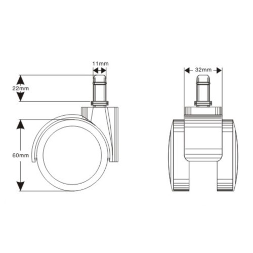 Náhradní kolečka kancelářské židle CT60391G- sada 5 ks - na tvrdé podlahy