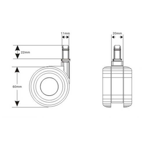 Náhradní kolečka kancelářské židle CT60905B- sada 5 ks - na tvrdé podlahy