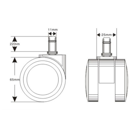Náhradní kolečka kancelářské židle CT65691PA - sada 5 ks - na měkké podlahy