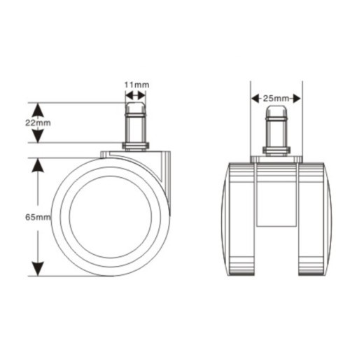Náhradní kolečka kancelářské židle CT65693PA - sada 5 ks - na měkké podlahy