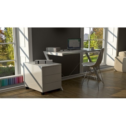 Mobilní kovový kontejner Uni-Q 424W - 3zásuvkový - bílý