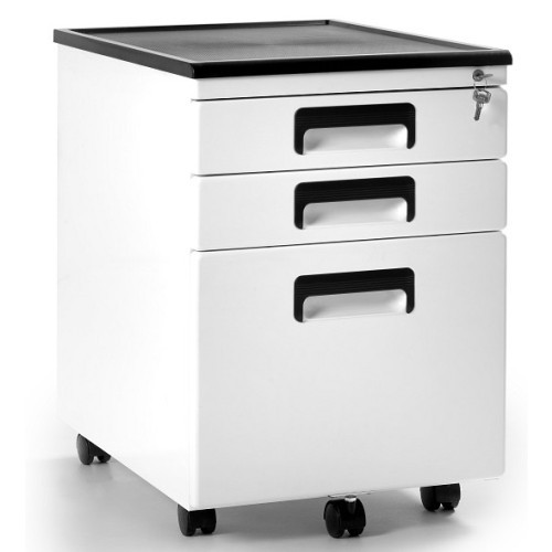 Mobilní kovový kontejner Uni-Q  324W - 3zásuvkový - bílý