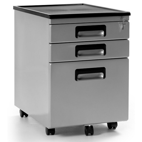 Mobilní kovový kontejner Uni-Q  324S - 3zásuvkový - stříbrný 