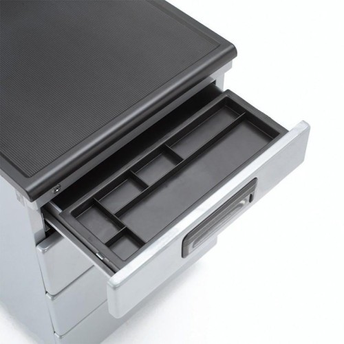 Mobilní kovový kontejner Uni-Q  325S - 4zásuvkový - stříbrný