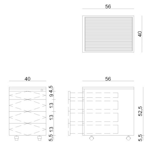 Mobilní kovový kontejner Uni-Q  325S - 4zásuvkový - stříbrný