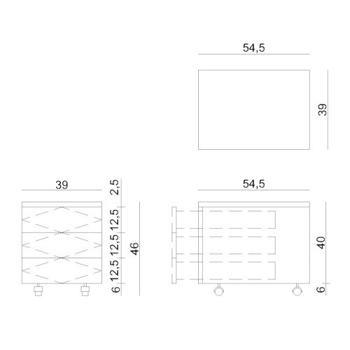 Mobilní kovový kontejner Uni-Q 424W - 3zásuvkový - bílý