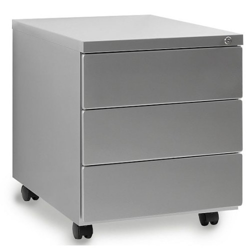 Mobilní kovový kontejner Uni-Q 424S - 3zásuvkový - stříbrný