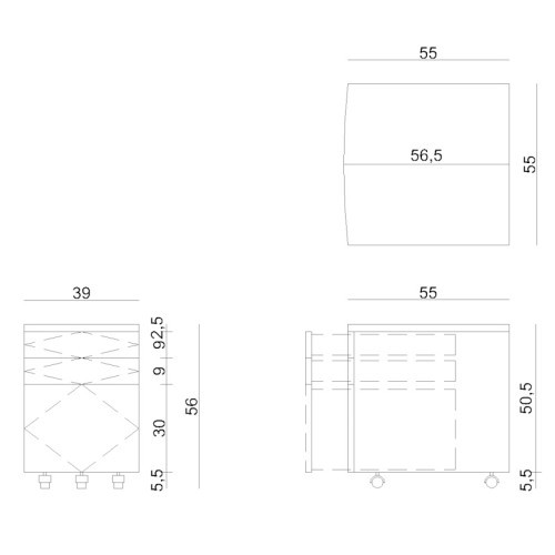 Mobilní kovový kontejner Uni-Q  RP01W - 3zásuvkový - černý