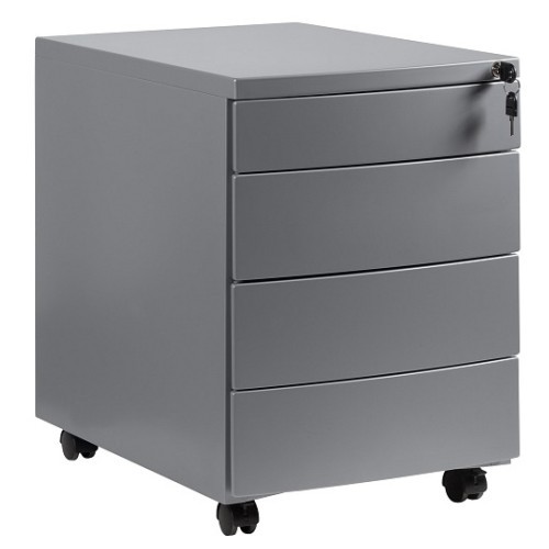 Mobilní kovový kontejner Uni-Q RP04S - 4zásuvkový - stříbrný