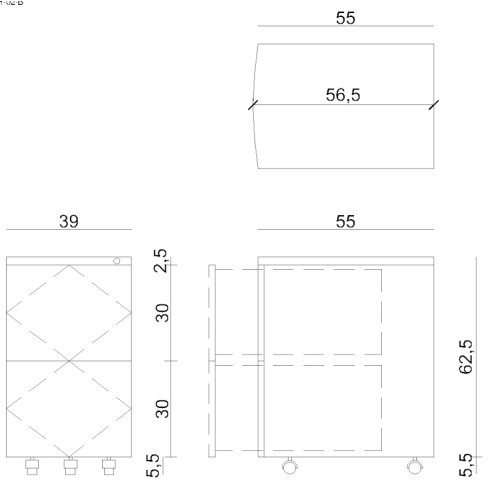 Mobilní kovový kontejner Uni-Q  RPH02W - 2 zásuvkový - černý
