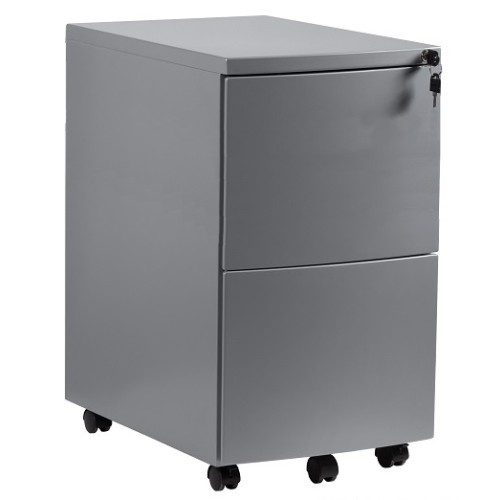 Mobilní kovový kontejner Uni-Q  RPH02W - 2 zásuvkový - stříbrný