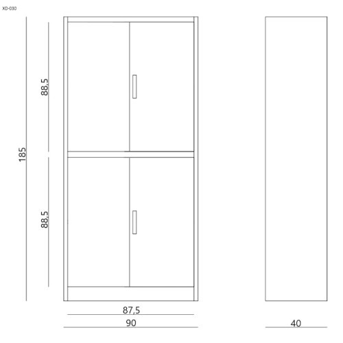 Kovová skříň dělěná XD - bílá - rozměr 185x90 cm 
