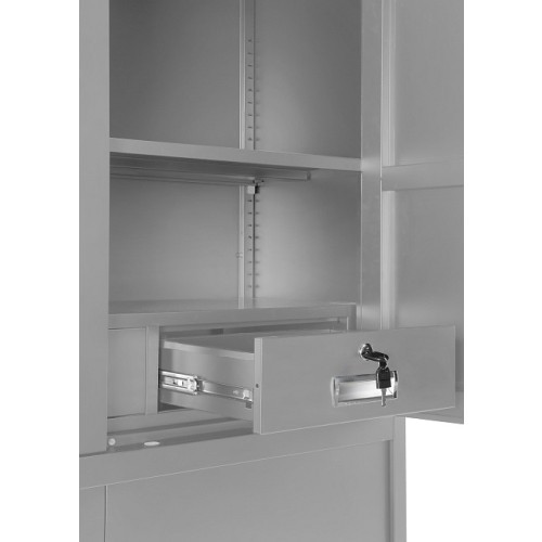 Kovová skříň s elektronickým zámkem XD032 - šedá - rozměr 185x90 cm 