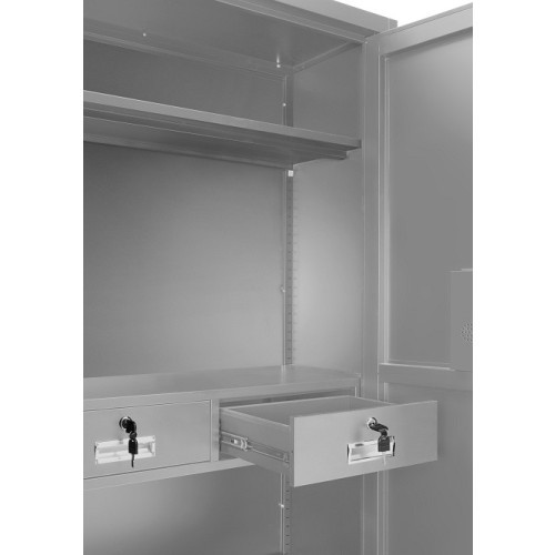 Kovová skříň  s elektronickým zámkem XD034 - šedá - rozměr 185x90 cm 