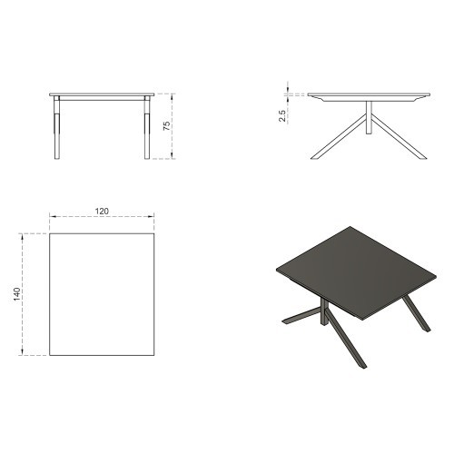 Kancelářský psací stůl MARS pro 2 osoby  - rozměr 120x140 cm 