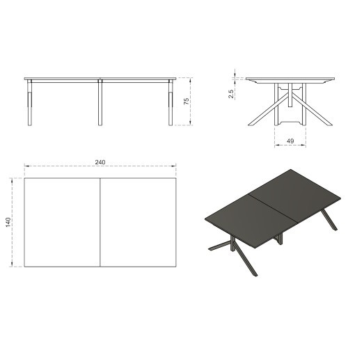Kancelářský psací stůl MARS pro 4 osoby  - rozměr 240x140 cm 