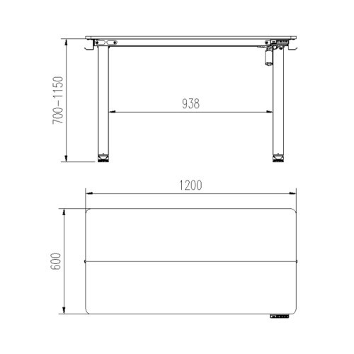 Elektricky výškově nastavitelný stůl METIS WHITE - barva bílá - rozměr 120x60 cm 
