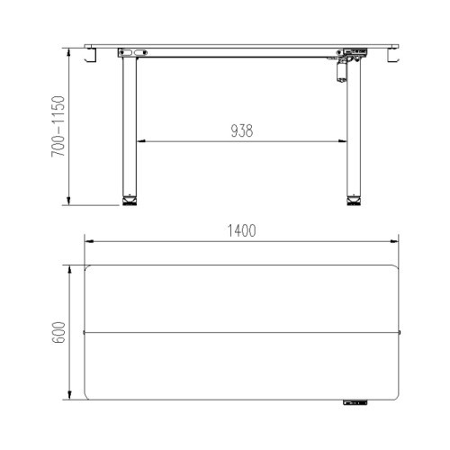 Elektricky výškově nastavitelný stůl METIS WHITE - barva bílá - rozměr 140x60 cm 