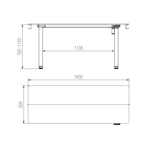 Elektricky výškově nastavitelný stůl METIS WHITE - barva černá - rozměr 160x60 cm 