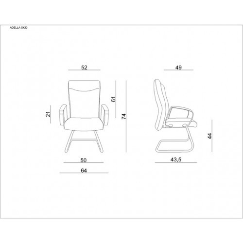 Jednací křeslo ADELLA SKID - nosnost 130 kg 