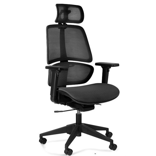 Kancelářské křeslo Ergo s podhlavníkem - síť - nosnost 130 kg - black 