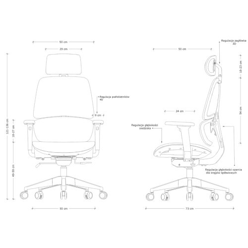 Kancelářské křeslo Ergo s podhlavníkem - síť - nosnost 130 kg - orange