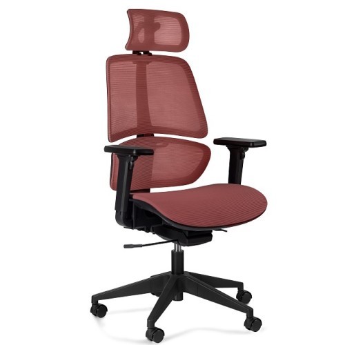 Kancelářské křeslo Ergo s podhlavníkem - síť - nosnost 130 kg - red