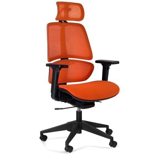Kancelářské křeslo Ergo s podhlavníkem - síť - nosnost 130 kg - orange