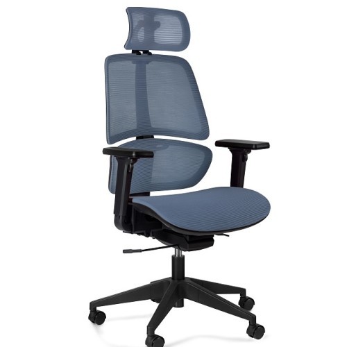 Kancelářské křeslo Ergo s podhlavníkem - síť - nosnost 130 kg - blue