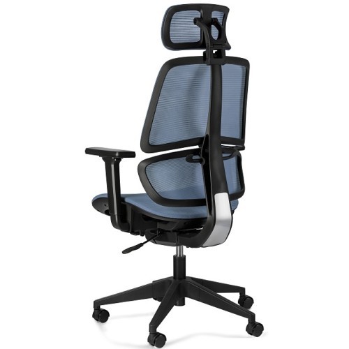 Kancelářské křeslo Ergo s podhlavníkem - síť - nosnost 130 kg - blue
