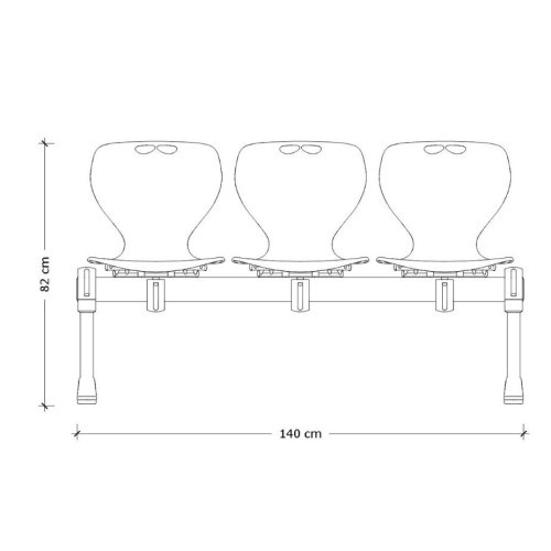 Plastová lavice  MATA - barva šedá - 3 místná - nosnost 340 kg 