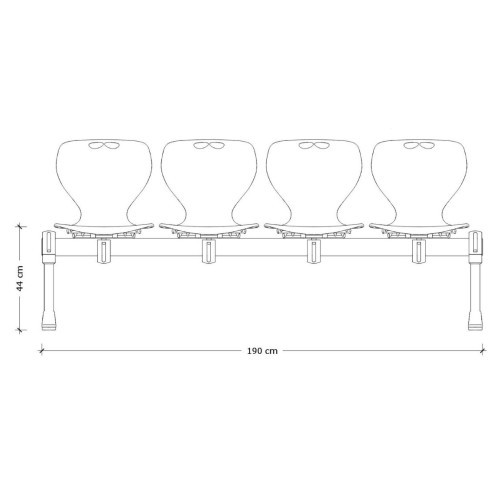 Plastová lavice  MATA - barva šedá - 4 místná - nosnost 420 kg 