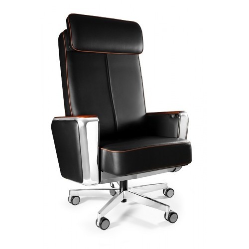 Kožené křeslo REGENT s podhlavníkem - nosnost 130 kg - černé 