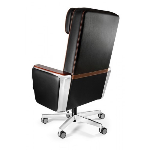 Kožené křeslo REGENT s podhlavníkem - nosnost 130 kg - černé 