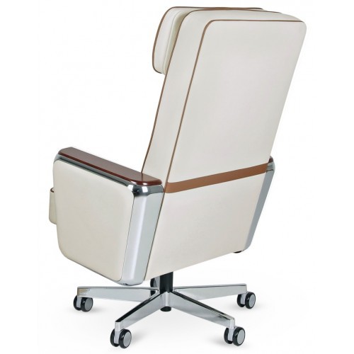 Kožené křeslo REGENT s podhlavníkem - nosnost 130 kg - bílé